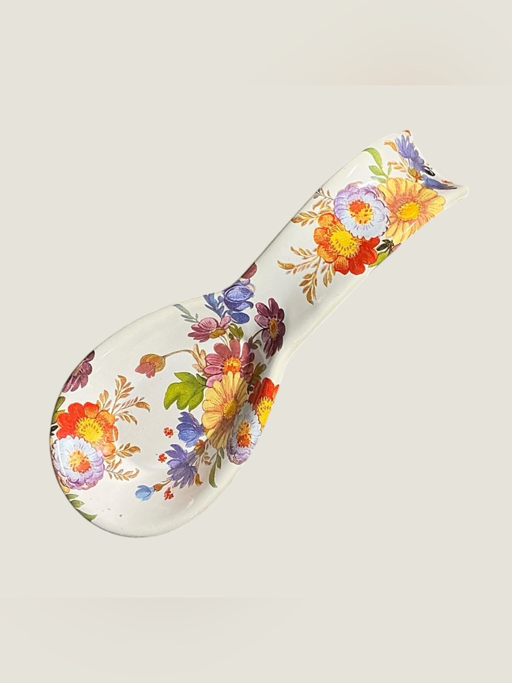 MacKenzie-Childs Flower Market Hand-Glazed Steel Spoon Rest Floral Kitchen Decor